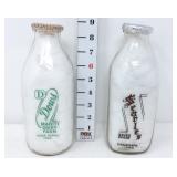(2) 1 Quart - Cedar Rapid, IA  Milk Bottles