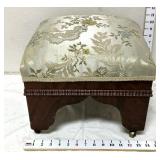 Wooden Upholstered Footstool w/ Caster Wheels