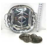 Metal Meat Platter & Silver Plated Double Heart