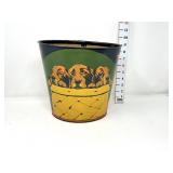 Retro Trash Can w/ Dogs - Metal and Cardboard