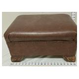 Brown Faux Leather Ottoman/ Footstool