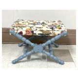 Blue Painted Footstool w/Removable Cushion