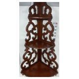 Vintage Open Scroll Wooden Corner Hanging Shelf