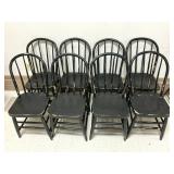 (8) Vintage Black Round Back Chairs