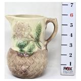 Strawberry Flower Majolica Pitcher