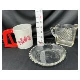 Clear Glass Pyrex Tart Plate, Creamer & Sifter