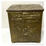 Wooden Box w/ Ornate Brass Overlay - Loose Hinges