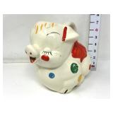 Polka Dot Smiley Pig Pitcher - Crack
