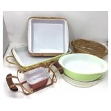 Vintage Pyrex, etc. w/ Baskets & Carrier