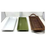 (2) Pampered Chef Serving Plates & (1) Woven