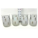 (4) MCM Fleur-De-Lis Frosted Tumblers