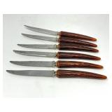 (6) Vintage Lifetime Cutlery Steak Knives w/ Faux
