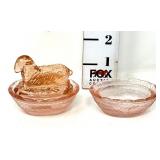 Vintage Pink Lamb on a Nest with extra base.  -