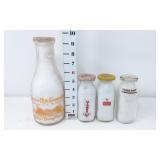1 Quart & (3) Pints - Illinois Dairy Milk Bottles