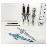 Natural Quartz Carved Dagger, Metal Ninja Tools