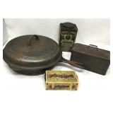 Cast Iron Griswold Skillet w/ Lid, Tin Boiler,