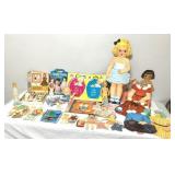 Box of Assorted Vintage Paper Dolls & Sewing