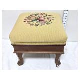 Footstool with Needlepoint Fruit Design