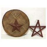 Round Woven Wall Decor w/2 Stars