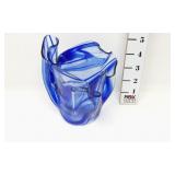 Vintage Blue Streak Handkerchief Vase