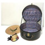 Vintage Hat Box w/(2) Ladies Straw Hats