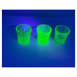 (3) Vintage Uranium Glass Mini Tumbler Glasses