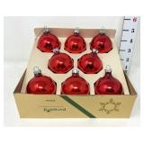 (8) Vintage Red Glass Pyramid Ornaments in Box