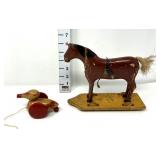Antique Pull Toys - Horse has been repaired