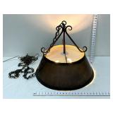 Large Round Metal Pendant Light Fixture - Plugs