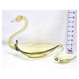 MCM Yellow Glass Swan Set
