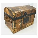 Antique Dome Top Miniature Doll Trunk w/ Lock &
