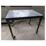 Metal Bench on wheels, 38" H x 3