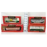 (4) Tyco HO Precision Engineered Railroad Cars
