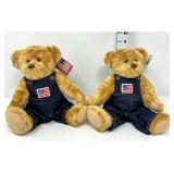 (2) Willow Creek Jointed USA Teddy Bears