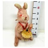 Vintage Wind Up Drumming Pink Rabbit - Works