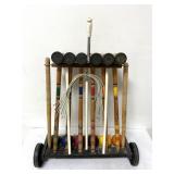 Vintage Croquet Set on Wheeling Stand