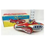 Rocket Racer Tin Litho Friction Toy w/Siren in