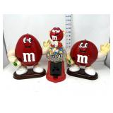 (3) Red M&Ms Collectable Candy Dispensers