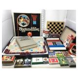 Vintage Scrabble, Poker Chips, Playing Cards,