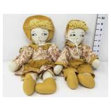 (2) Handmade Cloth Rag Dolls - Stains on Dolls &