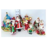 (7) Glass Blown Santa Christmas Ornaments