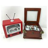 (2) Motion Village Diorama Music Boxes