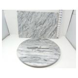 Marble Cutting Board, Lazy Susan & Knife