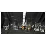 Tall Drinking Glasses & (3) Shot Glasses
