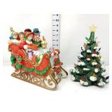 Ceramic Sleigh Music Box & Christmas Tree