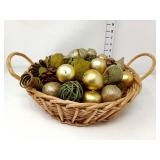 Basket with Pears & Pinecones