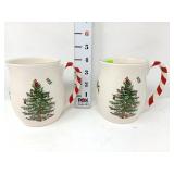 (2) Spode Christmas Tree Peppermint Mugs