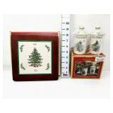Spode Christmas Tree Spice Jars & Trivet (The