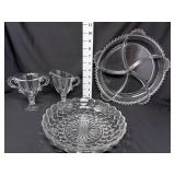 Candlewick Divided Platter & Cream/Sugar & Bubble