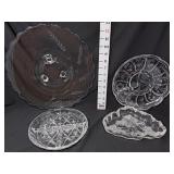 Clear Glass Plaster, Divided Dishes, & Candy Dish
